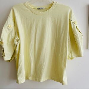 Zara Puff Sleeve Cotton T-Shirt